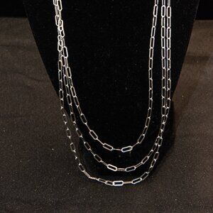 Set of 3  .950 Silver Paper Clip Necklaces 20",22" and 24"